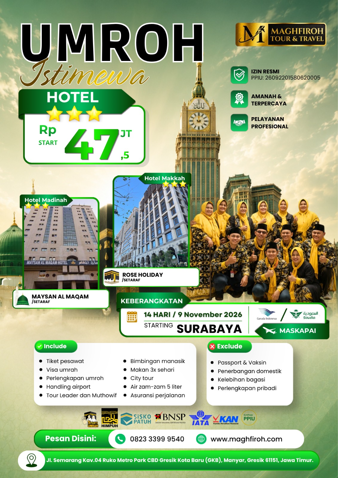 PAKET UMROH ISTIMEWA SURABAYA 9 NOVEMBER 2026