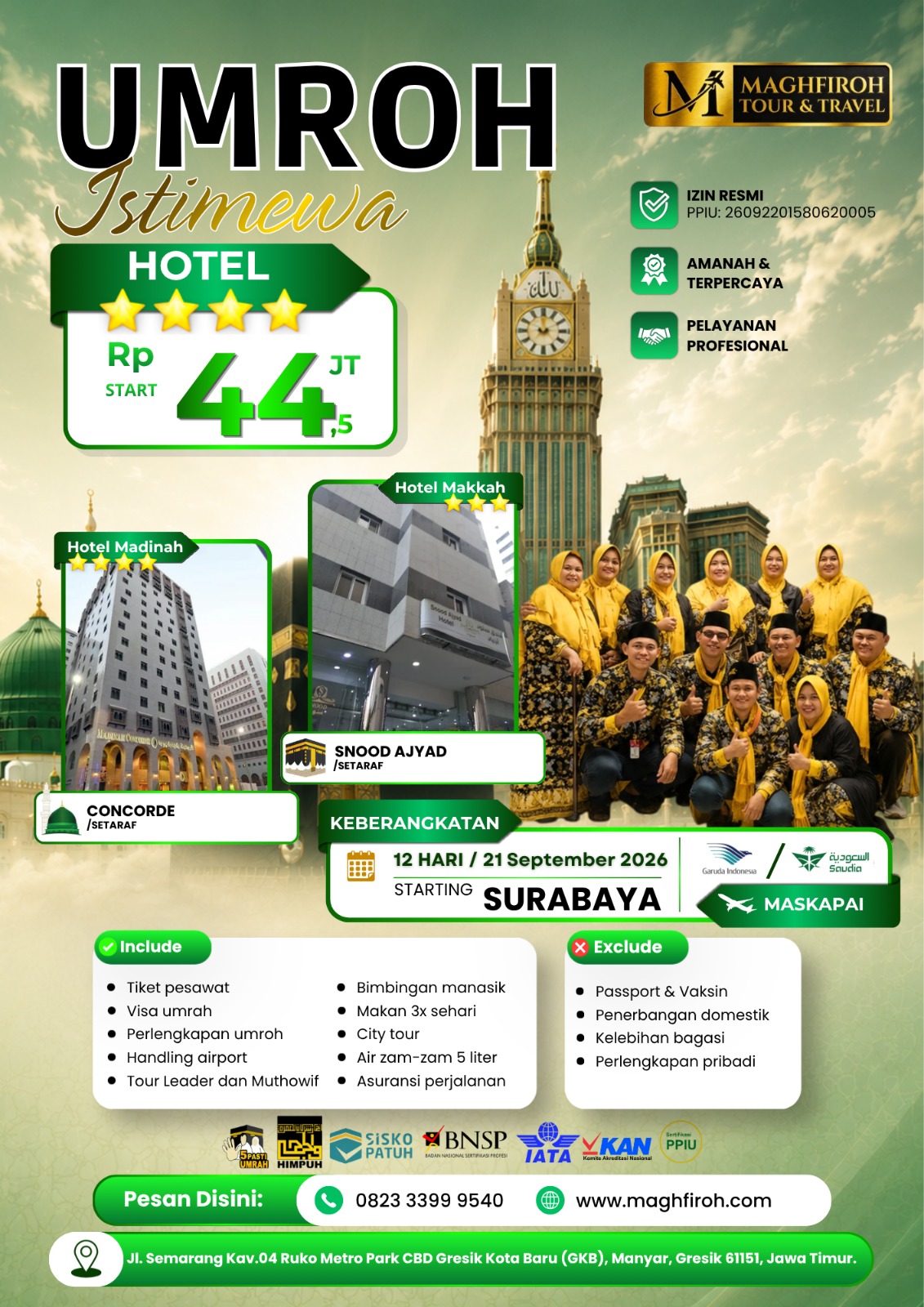 PAKET UMROH ISTIMEWA SURABAYA 21 SEPTEMBER 2026