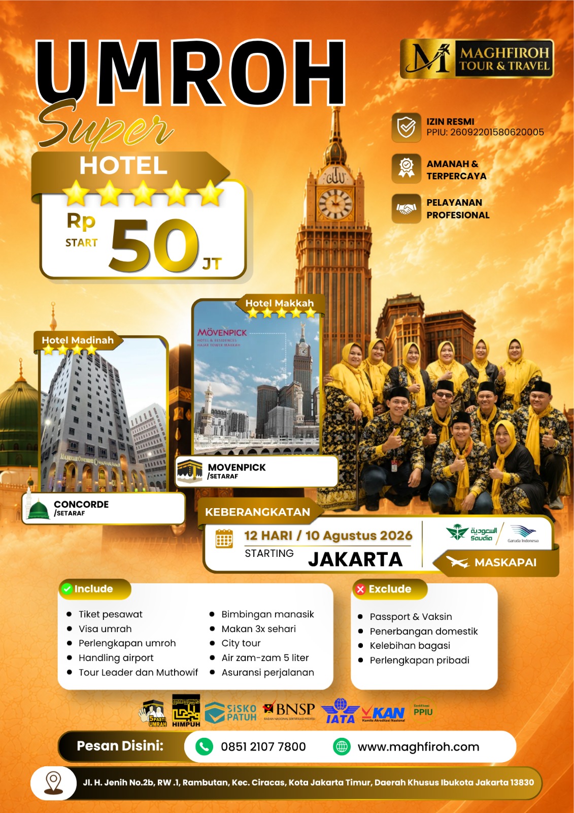 PAKET UMROH SUPER JAKARTA 10 AGUSTUS 2026