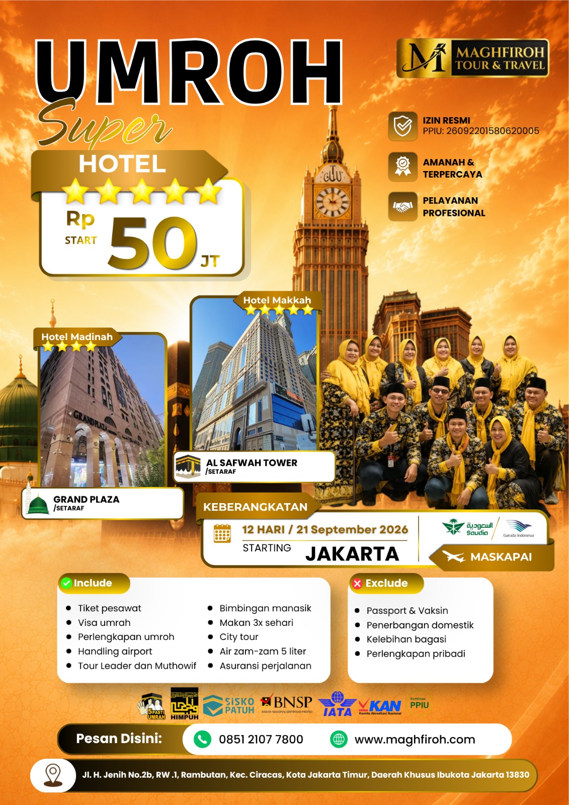 PAKET UMROH SUPER JAKARTA 21 SEPTEMBER 2026