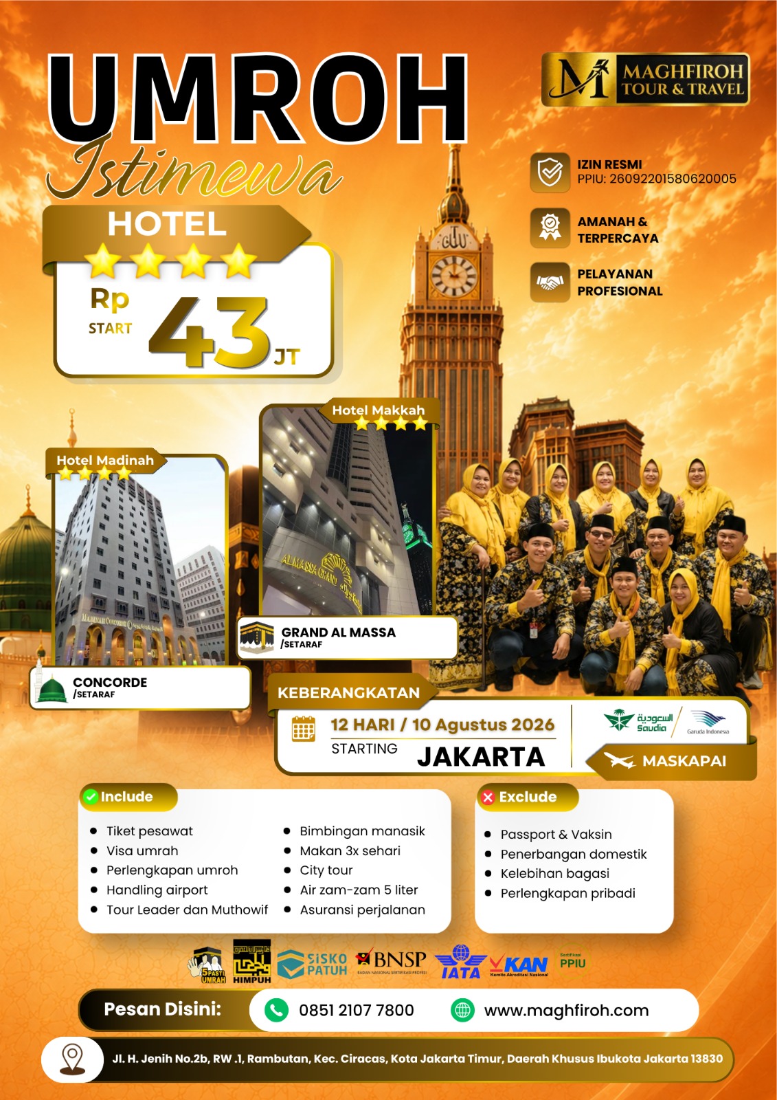 PAKET UMROH ISTIMEWA JAKARTA 10 AGUSTUS 2026
