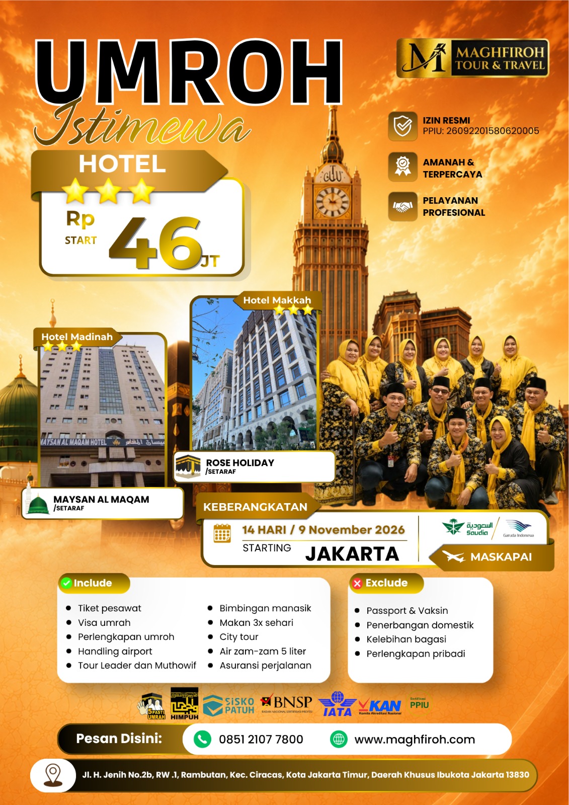 PAKET UMROH ISTIMEWA JAKARTA 9 NOVEMBER 2026