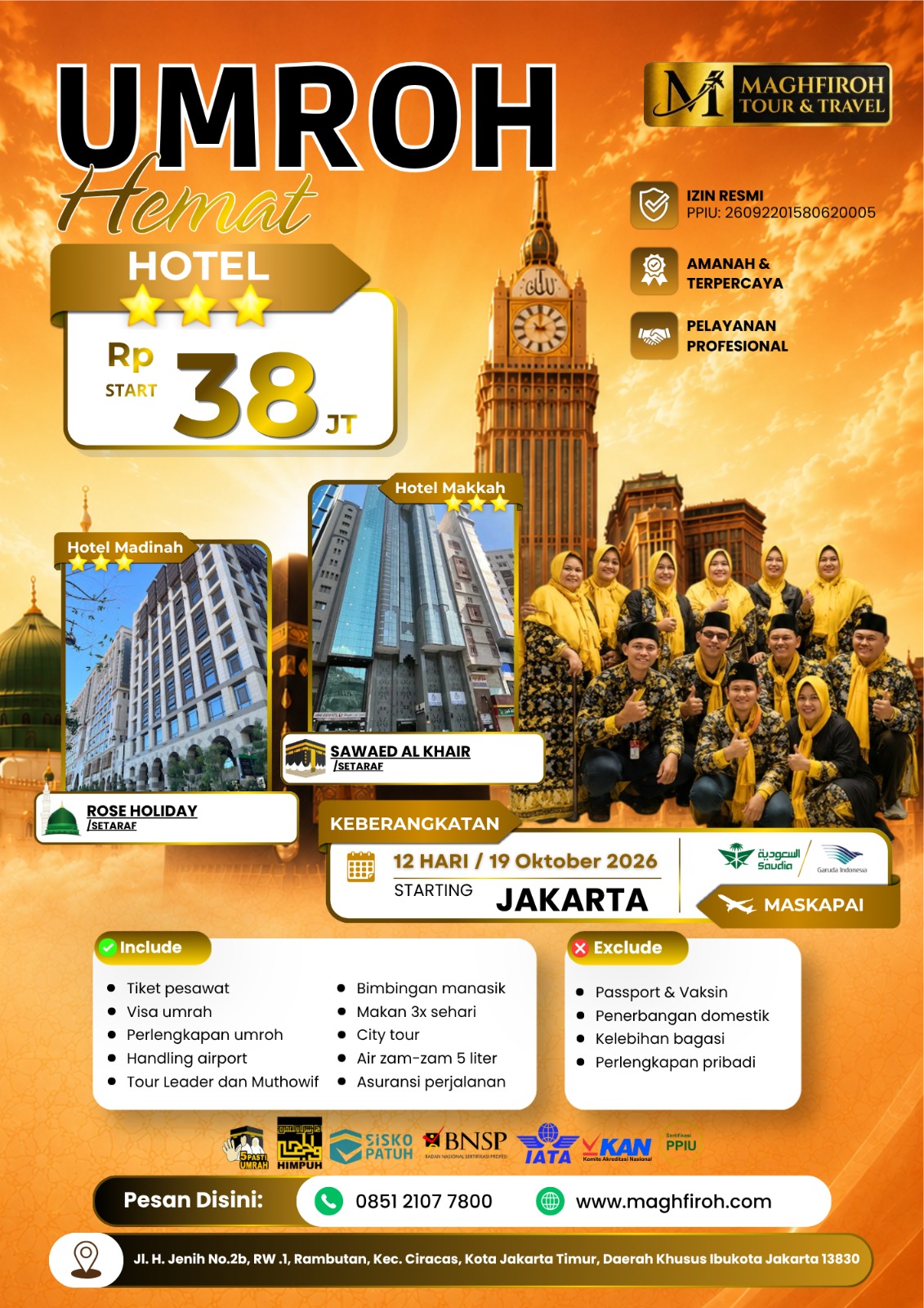 PAKET UMROH HEMAT JAKARTA 19 OKTOBER 2026