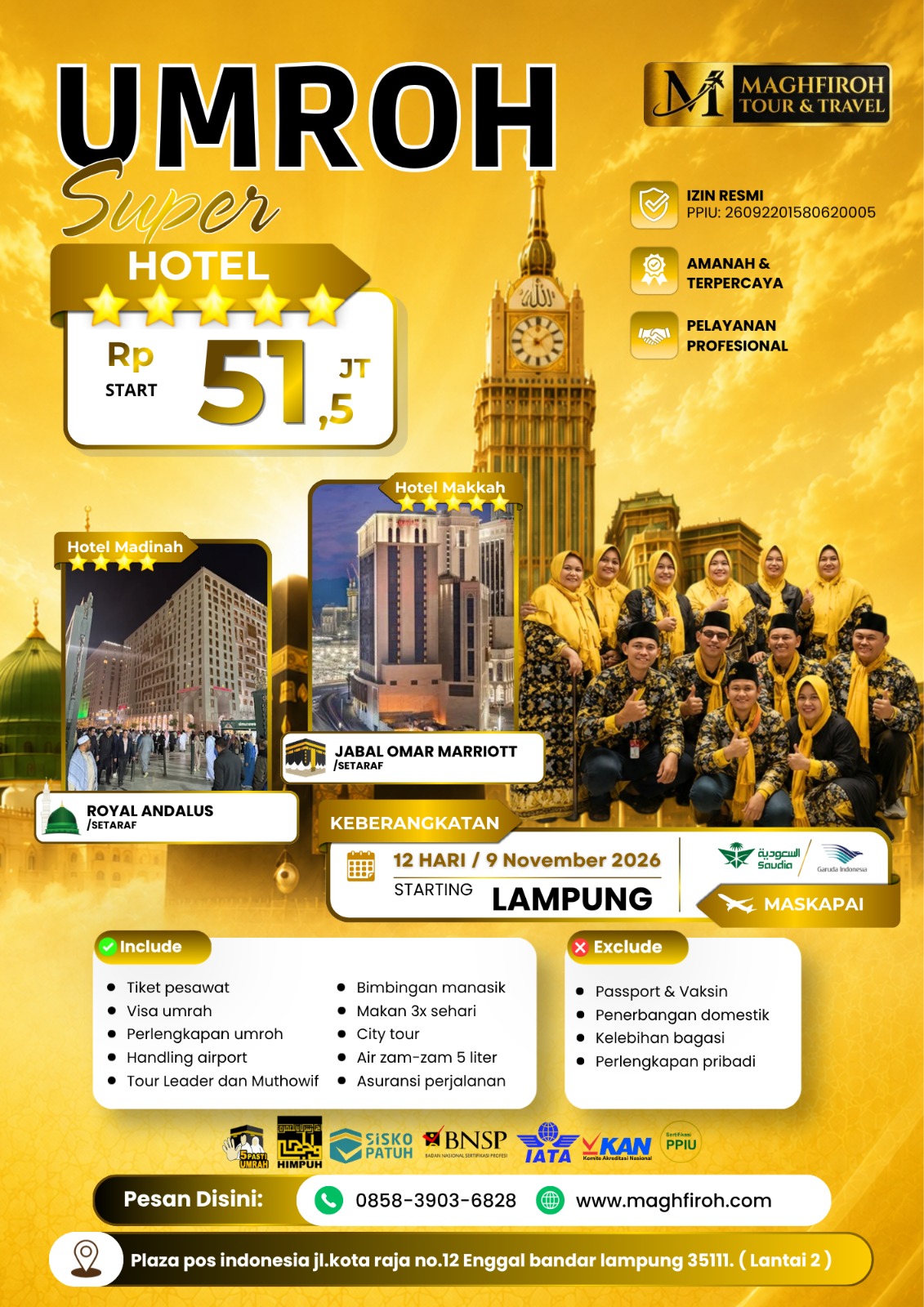 PAKET UMROH SUPER LAMPUNG 9 NOVEMBER 2026