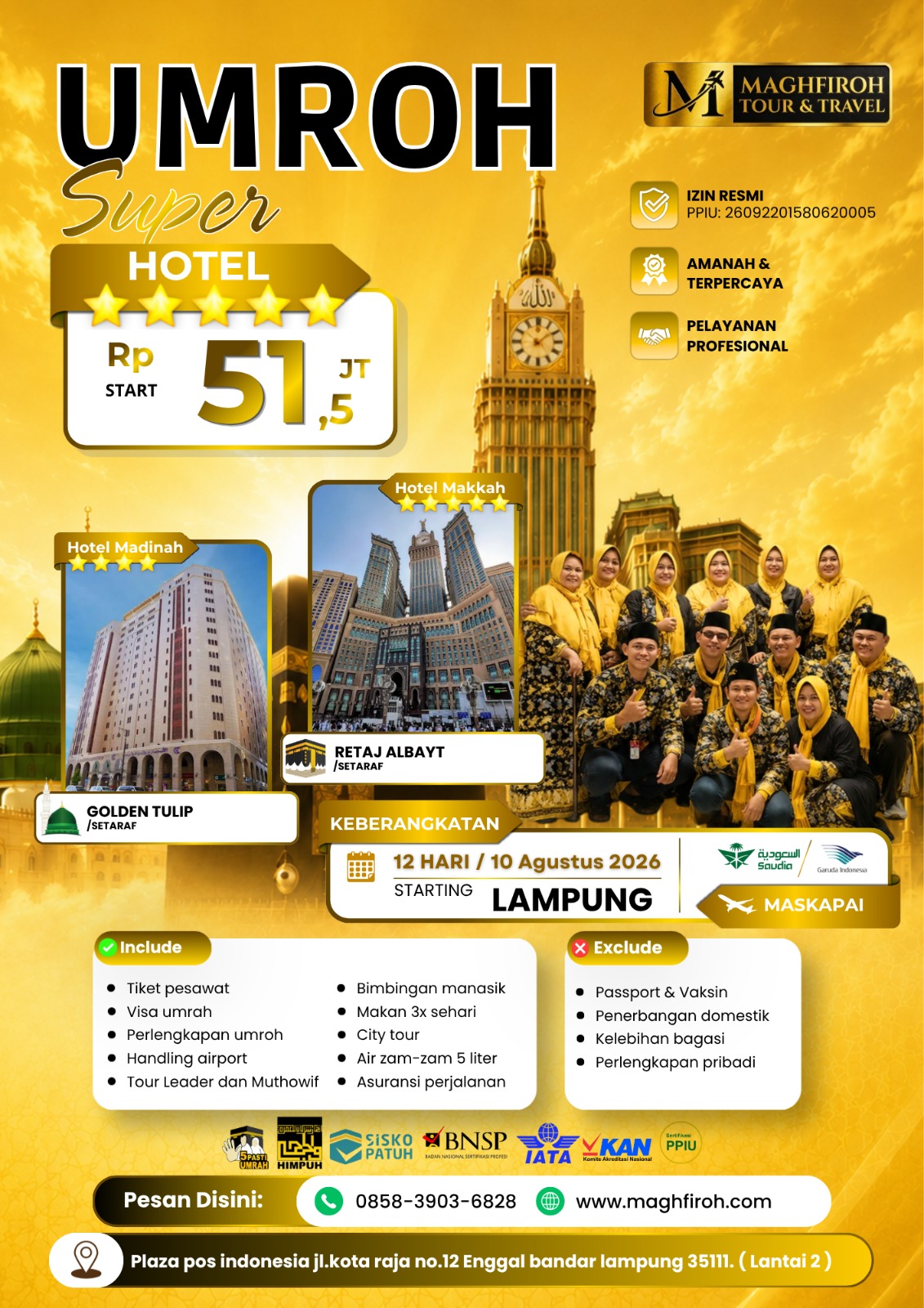 PAKET UMROH SUPER LAMPUNG 10 AGUSTUS 2026