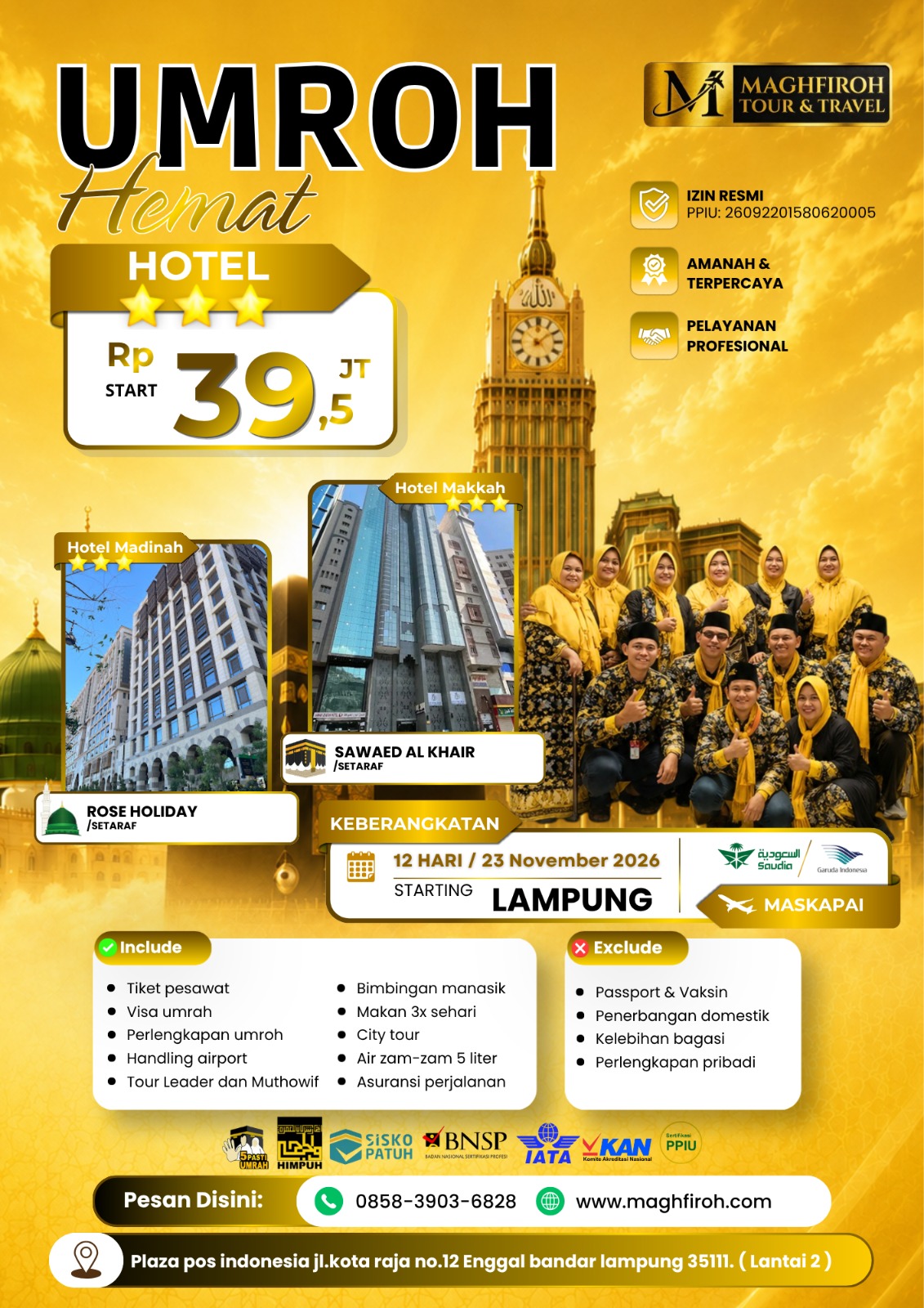 PAKET UMROH HEMAT LAMPUNG 23 NOVEMBER 2026