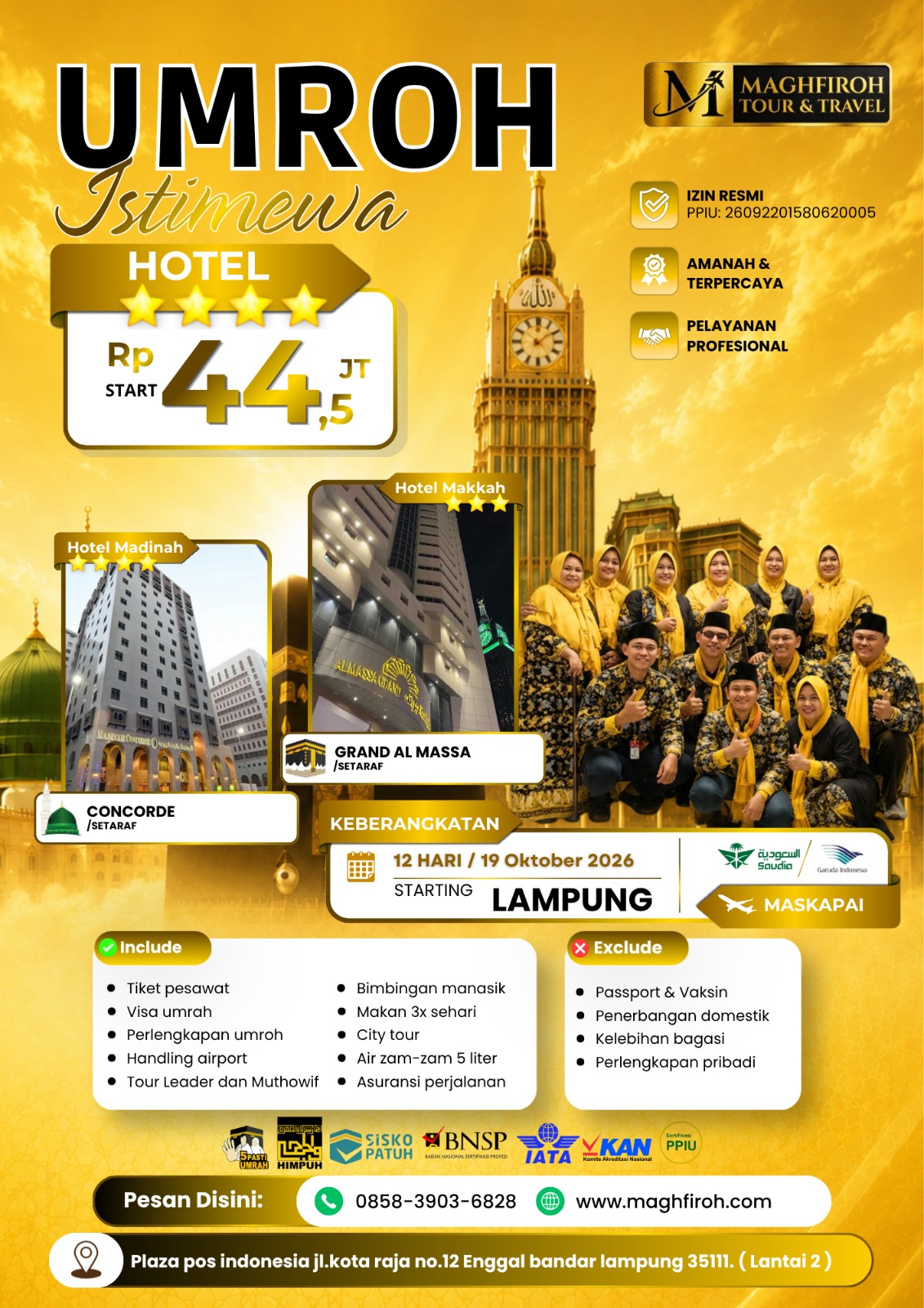 PAKET UMROH ISTIMEWA LAMPUNG 19 OKTOBER 2026
