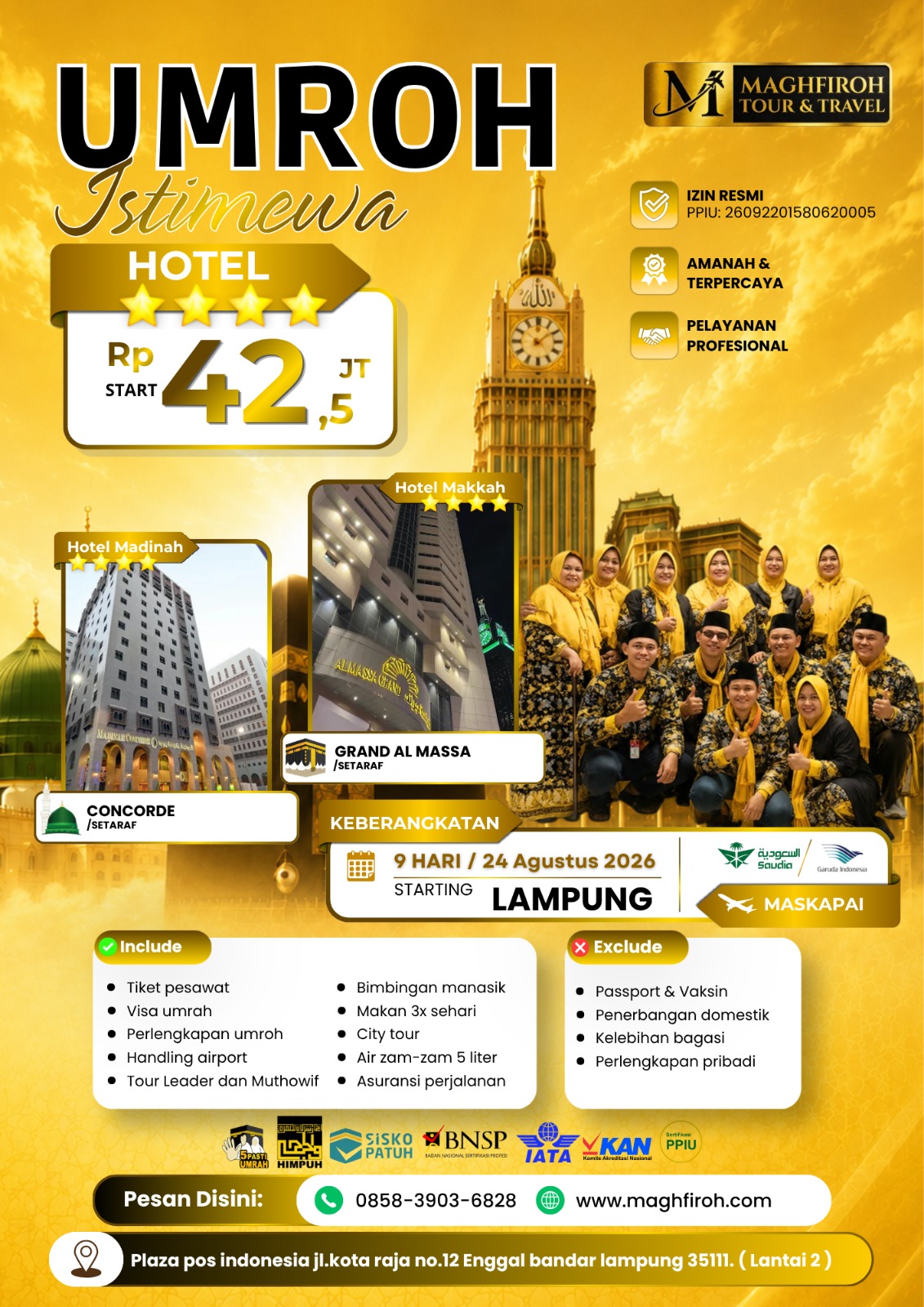PAKET UMROH ISTIMEWA LAMPUNG 24 AGUSTUS 2026