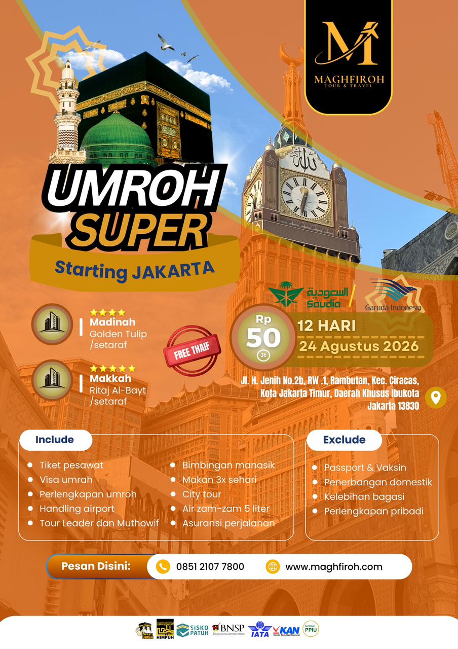 PAKET UMROH SUPER JAKARTA 24 AGUSTUS 2026