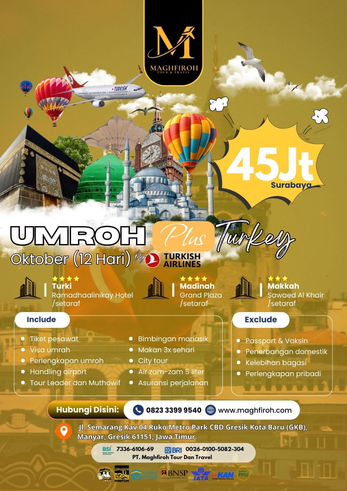 PAKET UMROH PLUS TURKI SURABAYA OKTOBER 2026