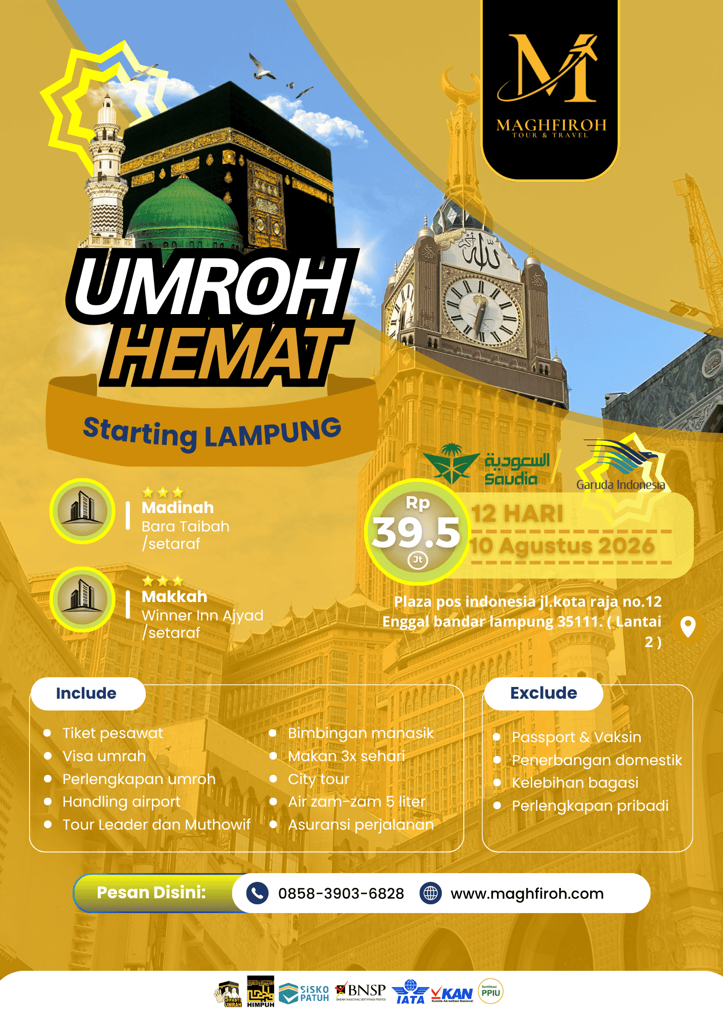 PAKET UMROH HEMAT LAMPUNG 10 AGUSTUS 2026