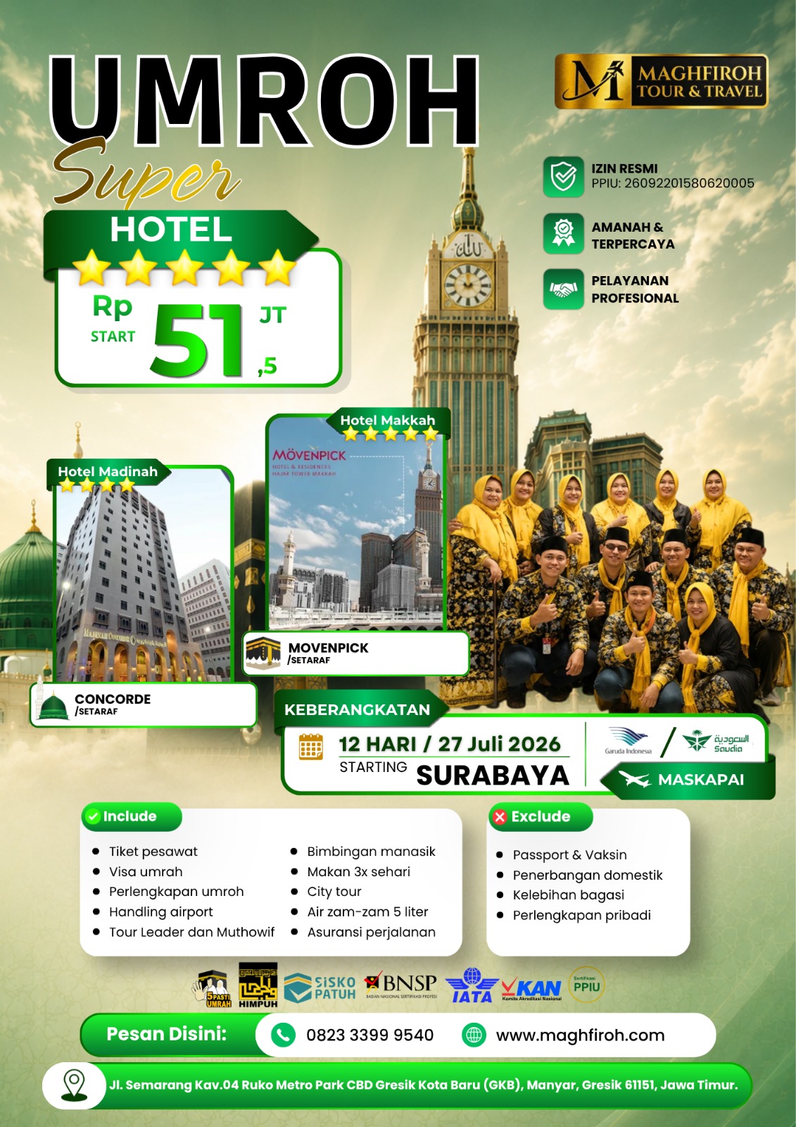 PAKET UMROH SUPER SURABAYA 27 JULI 2026