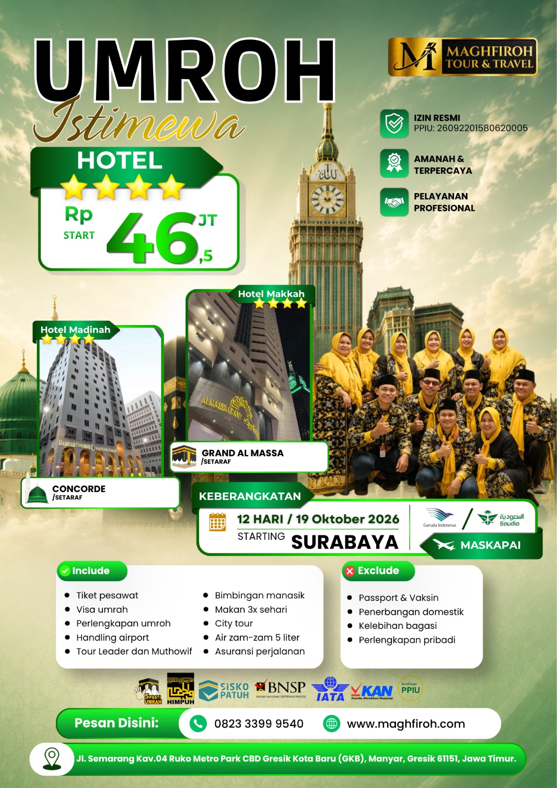 PAKET UMROH ISTIMEWA SURABAYA 19 OKTOBER 2026