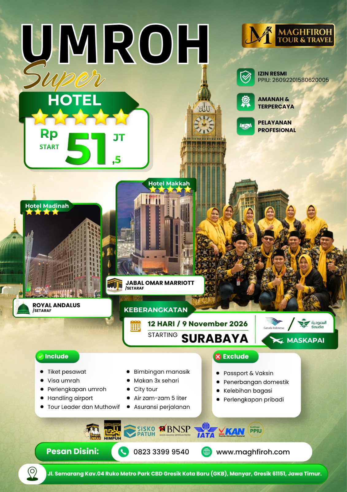 PAKET UMROH SUPER SURABAYA 9 NOVEMBER 2026