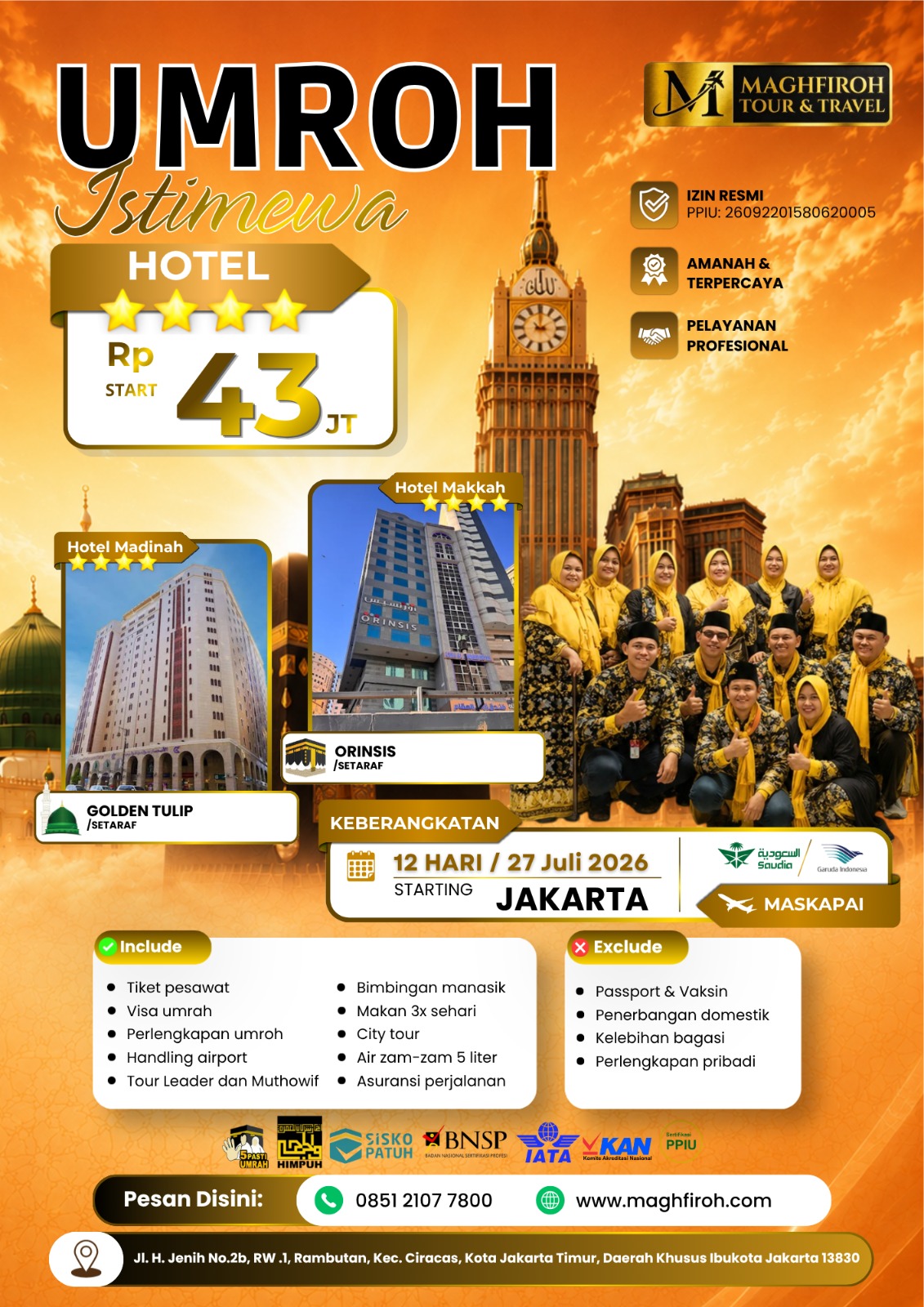 PAKET UMROH ISTIMEWA JAKARTA 27 JULI 2026