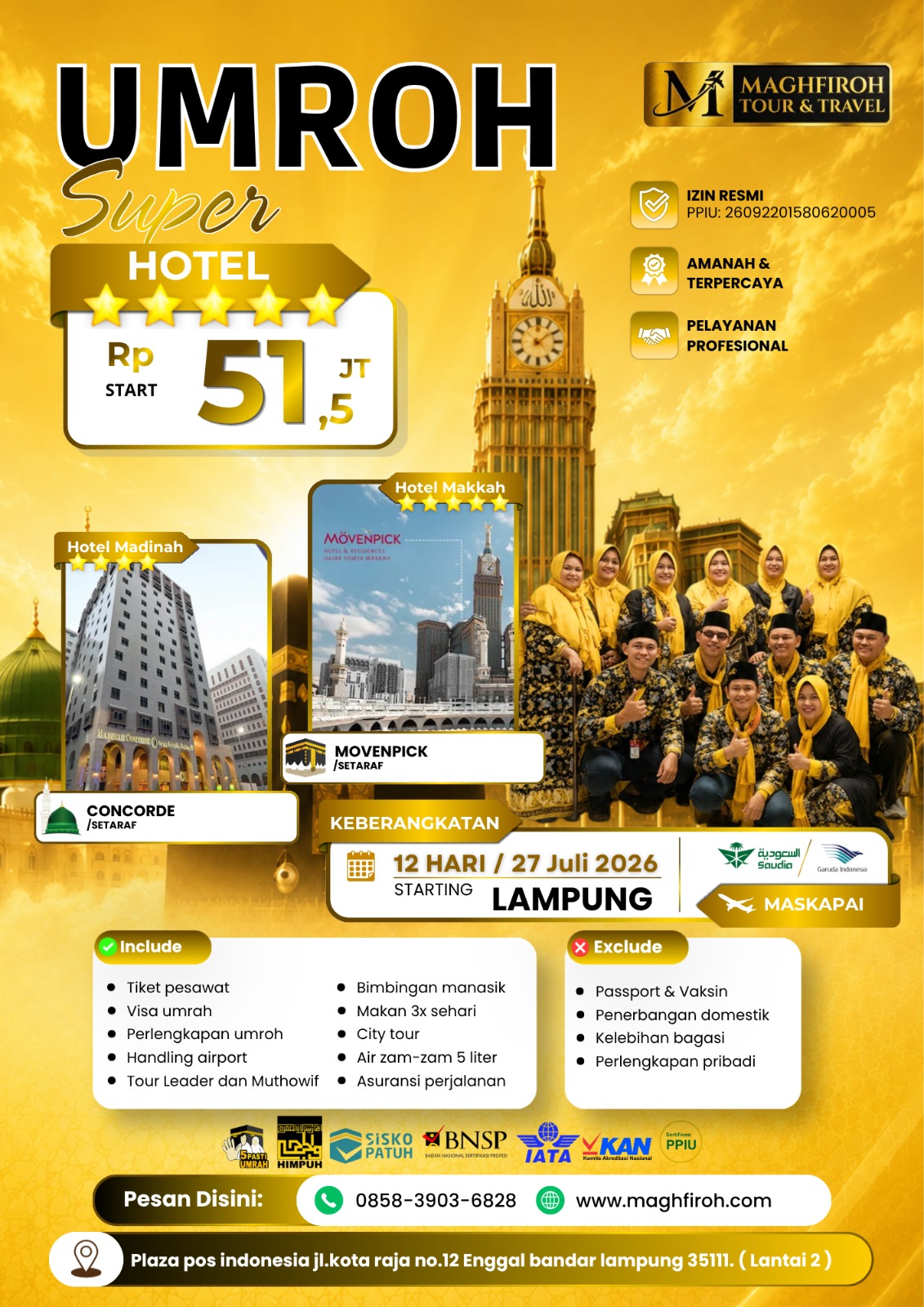 PAKET UMROH SUPER LAMPUNG 27 JULI 2026