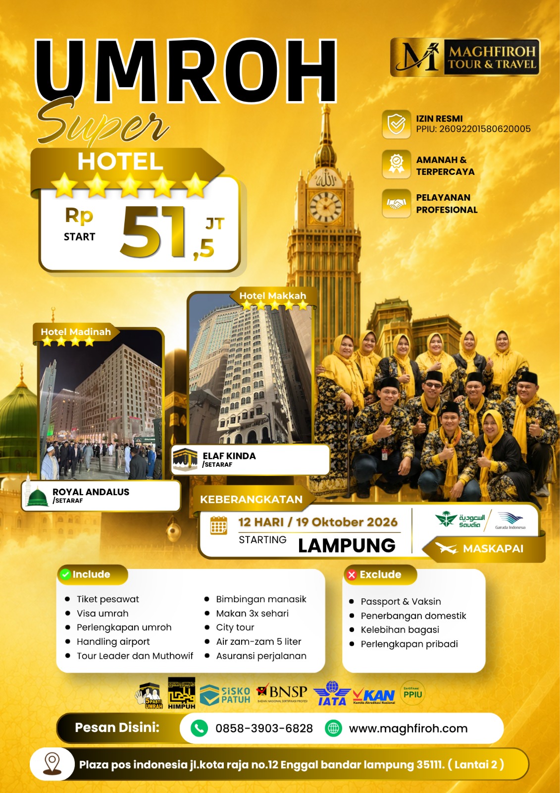 PAKET UMROH SUPER LAMPUNG 19 OKTOBER 2026