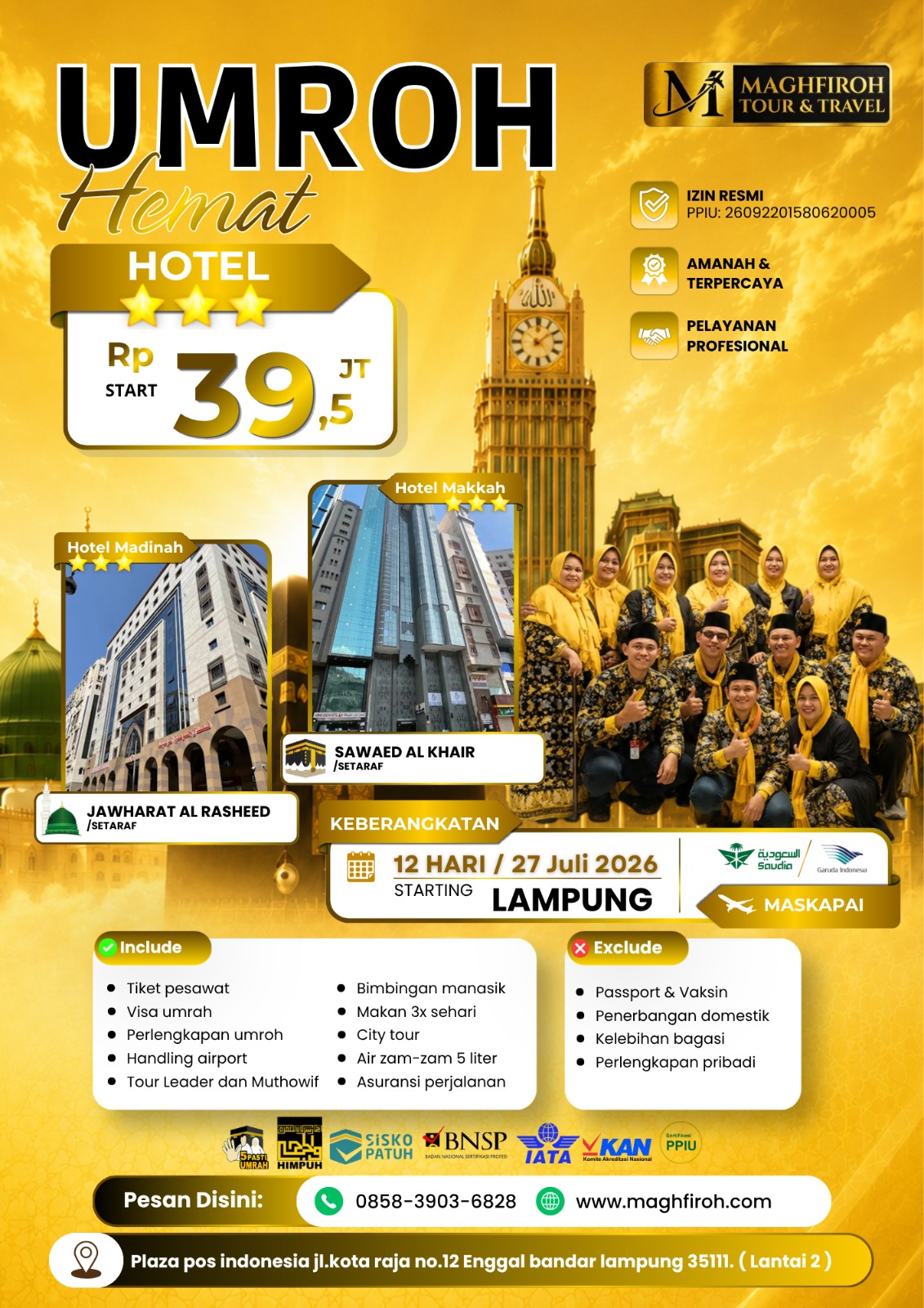 PAKET UMROH HEMAT LAMPUNG 27 JULI 2026